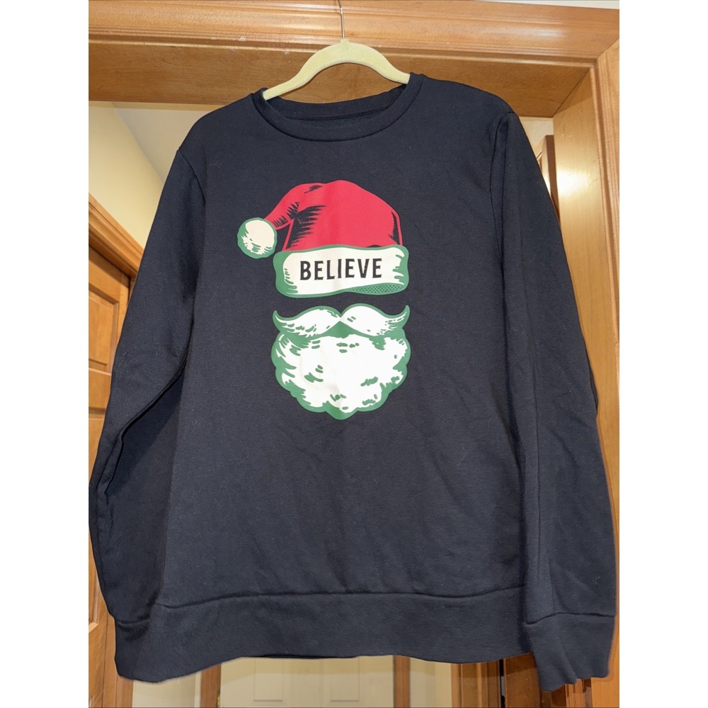 Old Navy Men's Holiday-Graphic Sweatshirt‎ Santa Believe Black Size Large